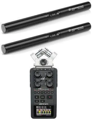 Sennheiser Sennheiser 2 Pack MKE 600 Shotgun Microphone with Zoom H6 All Black Handy Recorder