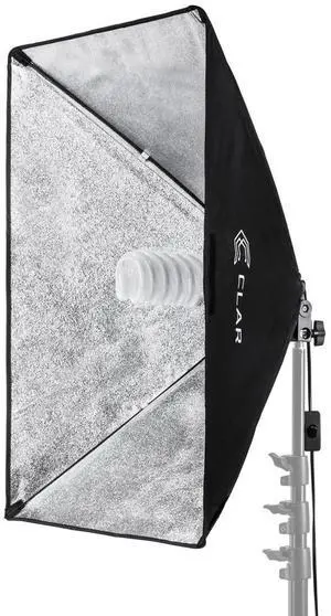 CLAR SoftBox, 70watt Fluorescent Light Unit with Built in 19.5x27.5" Silver Soft Box, with AC Plug and Spiral Fluorescent 5500K Bulb (translates into 350watt)