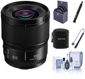 Panasonic Lumix S 100mm f/2.8 Macro Lens for L Mount, Bundle with Soft Lens Case, 67mm Filter Kit, Lens Pen Lens Cleaner, Cleaning Kit, Lens Cap Tether