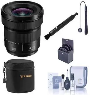 Panasonic LUMIX S 14-28mm f/4-5.6 Macro Lens, Bundle with Small Lens Case, 77mm Filter Kit, Lens Cleaner, Cleaning Kit and Lens Cap Tether