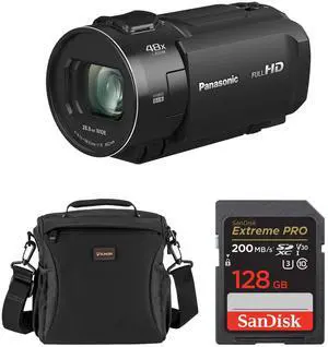 Panasonic HC-V900 Full HD Camcorder, Bundle with 128GB Memory Card and Shoulder Bag