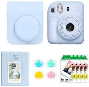 Fujifilm Instax Mini 12 Instant Camera, Pastel Blue, w/Accessory Kit and 4x Film