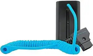 Kondor Blue D-Tap to NPF Coiled Dummy Battery Cable for Sony L-Series, Blue