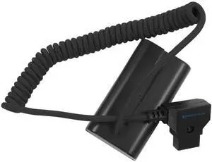 Kondor Blue D-Tap to NPF Coiled Dummy Battery Cable for Sony L-Series, Raven Black