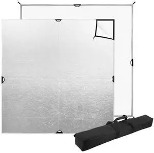 Westcott 6x6' Scrim Jim Cine Kit, Includes 3/4-Stop Diffuser, Silver/White Bounce Fabric, 4x 46" Frame Tube, 4x 22" Frame Tube, 4x 2D Corner Frame Connector, 4x 2" Straight Frame Connector