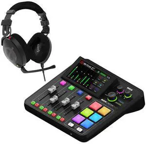 Rode RODECaster Duo Integrated Audio Production Studio with NTH-100M Professional Over-Ear Headphones