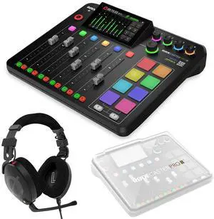 Rode RODECaster Pro II Integrated Audio Production Studio Console, Bundle with NTH-100M Headphones and RODECover 2 Cover