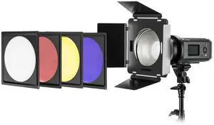 Flashpoint Universal Barn Door Kit with Grid and Gels