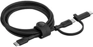 Belkin BoostCharge Pro 5' 60W 2-In-1 Braided USB-C and Lightning Cable, Black
