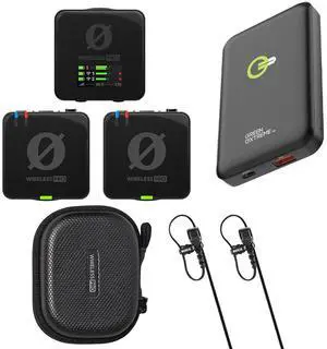 Rode Wireless PRO 2.4GHz 2-Person Clip-On Wireless Microphone System, Bundle with 10000mAh 38.5Wh Qi Wireless Portable Power Bank