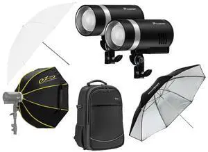 Flashpoint 2x XPLOR 300 Pro TTL R2 Battery-Powered Monolight, Bundle with Accessory Kit