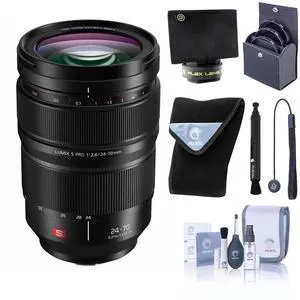 Panasonic LUMIX S PRO 24-70mm f/2.8 Lens, Bundle with 82mm Filter Kit, Lens Wrap, Lens Shade and Cleaning Kit