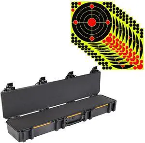 Pelican V770 Vault Single Scoped Rifle Case, Black, Bundle with 12x12" Splatter Shooting Target Stickers, 10-Pack