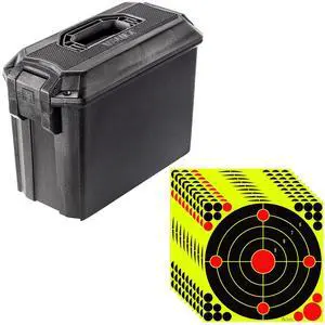 Pelican V250 Vault Ammo Case without Foam, Black, Bundle with 12x12" Bullseye Shooting Target Stickers, 10-Pack