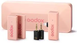Godox MoveLink Mini 2.4GHz Lightning Wireless Microphone Kit 2, Cherry Pink