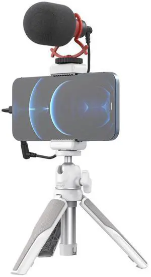 SmallRig simorr Vigor VK-20 Vlog Tripod Kit with Single Cold-Shoe Phone Clamp, Ronda White