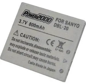 Power2000 DB-L20 3.7V 800mAh Rechargeable Lithium-Ion Battery for Sanyo Digital Camera