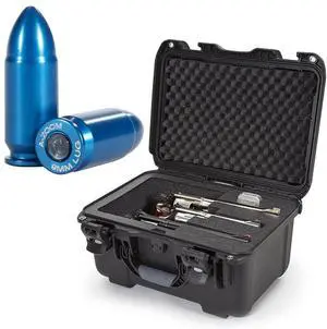 Nanuk Firearms Series 918 Waterproof Protective Case with Foam Insert for 3 Revolvers with up to 8" Barrels, Black, Bundle with 10x Lyman A-Zoom Snap Cap for 9mm Luger Centerfire Pistol, Blue