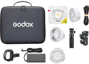 Godox ML100Bi Bi-Color Portable LED Light (15 & 36 Lens & Power Bank Holder Kit)