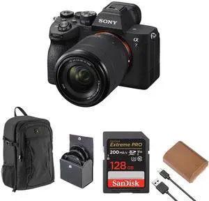 Sony Sony Alpha a7 IV Full Frame Mirrorless Interchangeable Lens Digital 4K Camera with FE 28-70mm Lens - Bundle with 128GB SD Card, Backpack, Extra Battery, 55mm Filter Kit