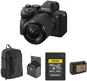 Sony Sony Alpha a7 IV Full Frame Mirrorless Digital 4K Camera with FE 28-70mm Lens - Bundle with 160GB CFexpress Card, Backpack, Extra Battery, 55mm Filter Kit, Cleaning Kit