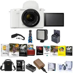 Sony ZV-E1 Camera, White with FE 28-60mm f/4-5.6 Lens, Battery and Shotgun Mic