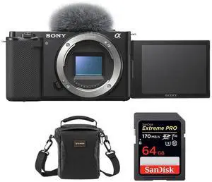 Sony ZV-E10 Mirrorless Camera Body (Black) with Accessories Kit #ILCZV-E10/B AK