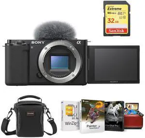 Sony ZV-E10 Mirrorless Camera Body (Black) with Mac Software & Accessories