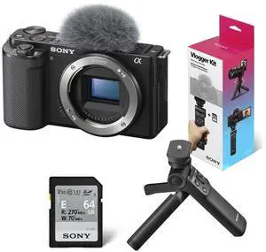 Sony ZV-E10 Mirrorless Camera Body (Black) with ACCVC1 Vlogger Accessory Kit