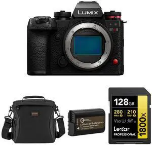 Panasonic LUMIX S1RII Mirrorless Camera, Bundle with Alpine 160 Bag, 128GB UHS-II SDXC Memory Card, DMW-BLK22 Lithium-Ion Battery Pack