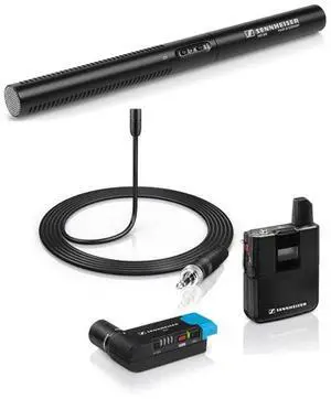 Sennheiser AVX-MKE2 Camera Mountable Lavalier Pro Wireless Set, Includes Bodypack Transmitter, Plug-On Receiver, MKE 2 Lavalier Microphone, 1880-1930MHz - With Sennheiser MKE 600 Shotgun Microphone