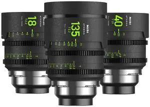 NiSi ATHENA PRIME Cine Add-On 3-Lens Kit with 40mm T1.9, 18mm, 135mm T2.2 Lens, Includes Filter Holder, PL Mount