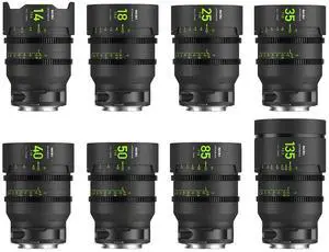 NiSi ATHENA PRIME Cine Master 8-Lens Kit with 14mm T2.4, 25mm, 35mm, 40mm, 50mm, 85mm T1.9, 18mm, 135mm T2.2 Lens, Includes Filter Holder, Canon RF