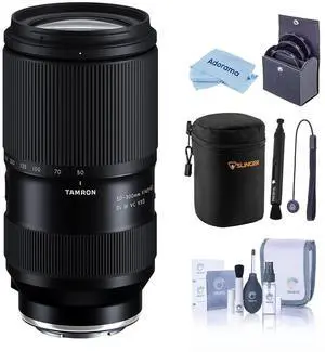 Tamron 50-300mm f/4.5-6.3 Di III VC VXD Lens for Sony E, Black, Bundle with 67mm Filter Kit, Lens Case, Cleaning Kit, Lens Cap Tether and Cleaning Cloth