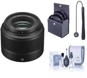 Fujifilm XC 35mm f/2 Lens, Bundle with 43mm Essentials Filter Kit and Lens Cap Tether
