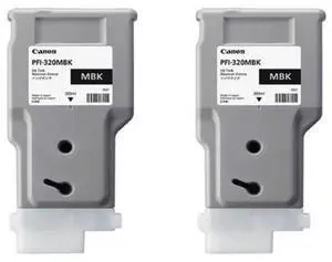Canon 2 Pack PFI-320 MBK Matte Black Pigment Ink Tank for Select imagePROGRAF PRO Series, 300ml