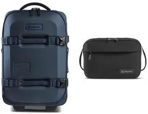 Pelican Aegis HY22 22" Wheeled Carry-On Roller Hybrid Duffel Bag, Indigo Blue, Bundle with DK5 ModPak Toiletry Bag, Black