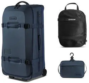 Pelican Aegis HY32 32" Wheeled Check-In Roller Hybrid Duffel Bag, Indigo Blue, Bundle with SPL ModPak Storage Pouch and SXH5 Protective Cross Body Sling Bag