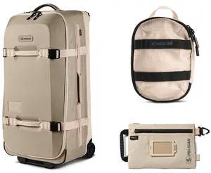 Pelican Aegis HY32 32" Wheeled Check-In Roller Hybrid Duffel Bag, Sand, Bundle with PCS ModPak Packing Cube and SPM ModPak Storage Pouch