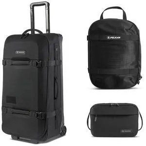 Pelican Aegis HY32 32" Wheeled Check-In Roller Hybrid Duffel Bag, Black, Bundle with PCL ModPak Packing Cube and DK5 ModPak Toiletry Bag