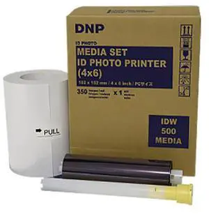 DNP 4x6" Paper and Ink Roll Media Set for IDW500 ID Photo Printer, 350 Prints
