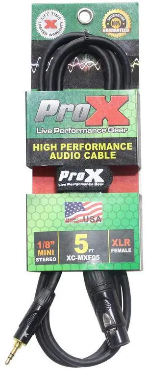 ProX XC-MXF05 5' TRS-M Mini to XLR3-F Unbalanced High Performance Audio Cable