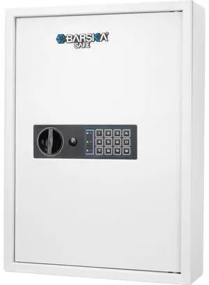 Barska 100 Key Cabinet Digital Wall Safe with Key Lock, White