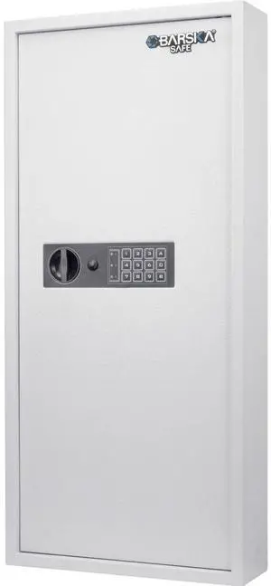 Barska 240 Key Dual Lock Deadbolt Cabinet Digital Keypad Wall Safe, White