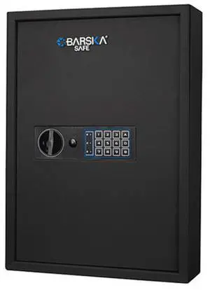 Barska 100 Key Dual Lock Deadbolt Cabinet Digital Keypad Wall Safe, Black