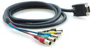 Kramer Electronics C-GM/5BF Molded 15-Pin HD VGA (M) to 5 BNC (F) Breakout Cable, 0.5'