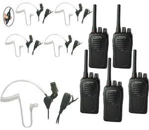 Eartec SC-1000 5-User Two-Way Radio System with 5x SST PTT Lapel Mic Headsets