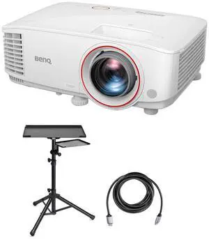 BenQ TH671ST WUXGA Full HD Home Entertainment DLP Projector for Gaming with Short Throw, 3000 Lumens Bundle with Laptop Stand and Accessory Tray, HDMI 2.0 Cable