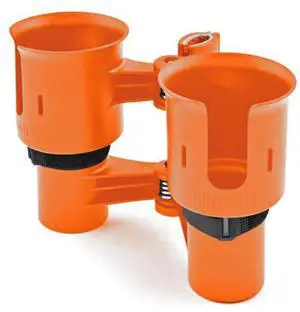 Inovativ RoboCup Patented Portable Clamp-On Caddy Dual Cup Holder, Orange
