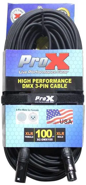 ProX XC-DMX100 100' 3-Pin DMX XLR3-M to XLR3-F High Performance Cable